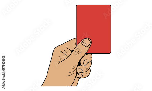 Hand holding up a red card penalty illustration