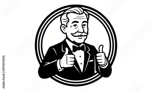 Retro Illustration of a Dapper Gentleman Giving Thumbs Up