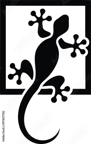 Lizard silhouette climbing on a wall vector illustration