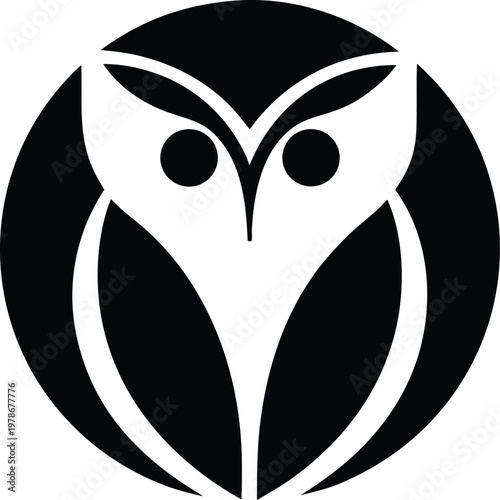 Owl face in circle logo vector illustration