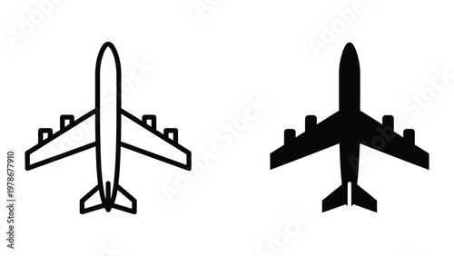 Comparison of two different aircraft silhouettes in black and white outline