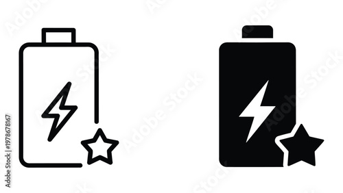 Comparison of battery power levels illustrated with lightning bolts and stars