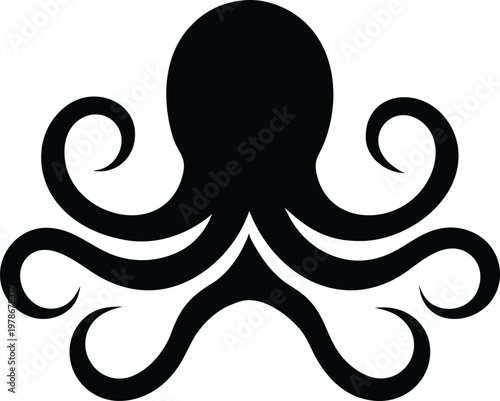Simple gray octopus silhouette vector illustration