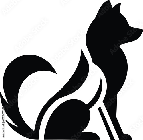 Sitting Fox Silhouette Vector Illustration