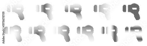 Hairdryer Halftone Icon Collection – Hairdryer Dotted Circles Halftones Geometric Dots Gradient – Dot Spray Gradient Vector Set – Hairdryer Illustration Halftone Gradient