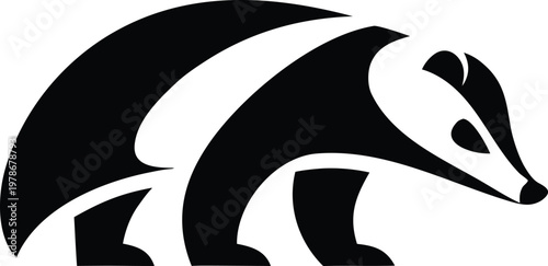 Stylized badger silhouette profile view vector illustration