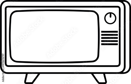  old tv line art vector , retro Television outline
