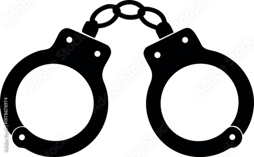 Handcuffs silhouette vector, handcuffs icon vector, police handcuff