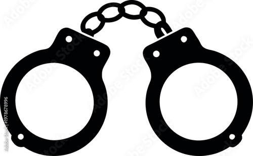Handcuffs silhouette vector, handcuffs icon vector, police handcuff