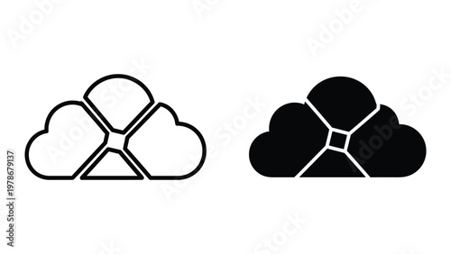 Comparison of cloud storage icons with different fill styles