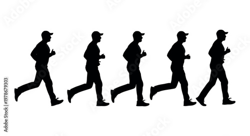 Silhouette of a man running in different poses