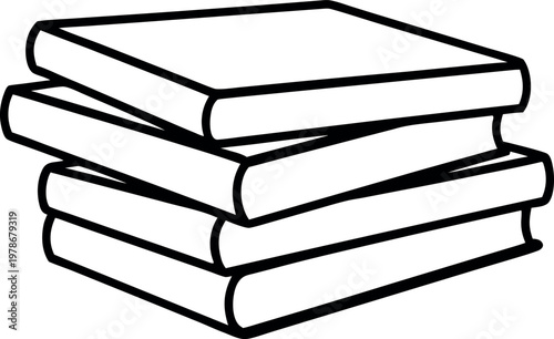 stack of books line art vector, stack of books outline