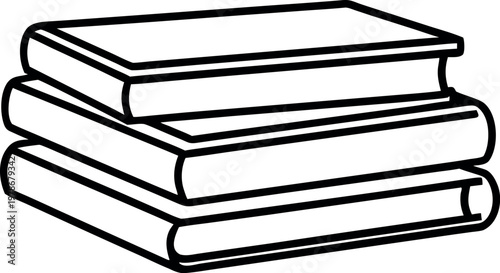stack of books line art vector, stack of books outline