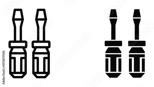 Comparison of two different types of screwdrivers with varied handle and tip designs