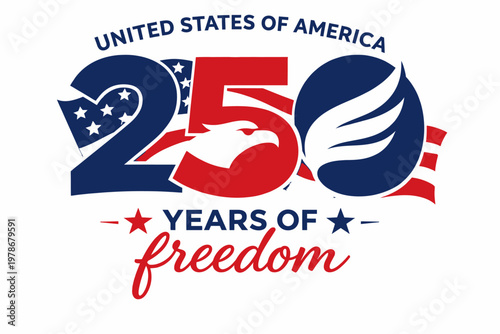 United states 250th anniversary logo celebrating freedom and american heritage