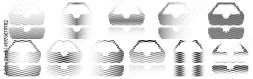 Inboxes Halftone Icon Collection – Inboxes Dotted Circles Halftones Geometric Dots Gradient – Dot Spray Gradient Vector Set – Inboxes Illustration Halftone Gradient