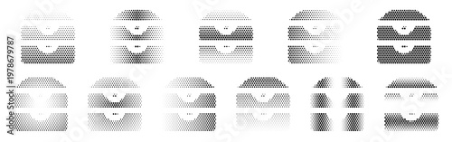 Inboxes Halftone Icon Collection – Inboxes Dotted Circles Halftones Geometric Dots Gradient – Dot Spray Gradient Vector Set – Inboxes Illustration Halftone Gradient