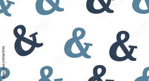 Ampersand Symbol Pattern Vector Illustration, Minimalist Typography Graphic Design with Repeating And Signs in Blue Tones for Modern Branding and Editorial Backgrounds