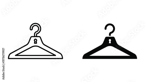 Comparison of two different types of hangers in black and white line art