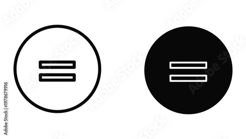 Contrast of equality symbols on light and dark circular backgrounds
