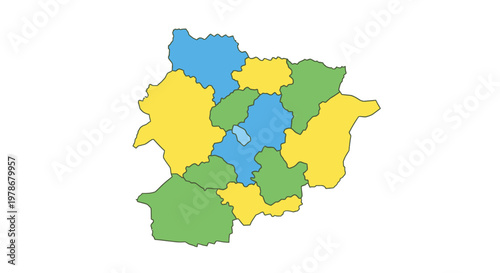 Andorra Administrative Map Vector Illustration, Detailed Colorful Parishes Regions Outline for Geographic Education and Infographic Design Projects