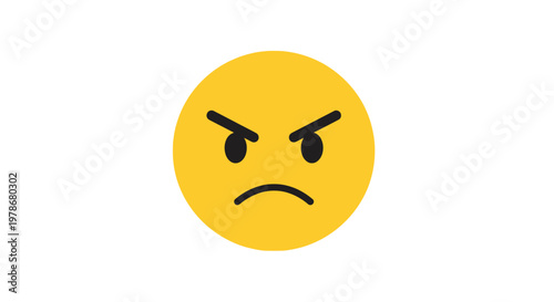 Angry Face Emoji Vector Illustration, Flat Style Graphic Icon Representing Frustration and Annoyance for Digital Communication and Social Media Messaging