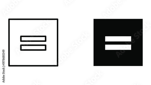 Comparison of equal sign symbols on contrasting backgrounds with different visibility.