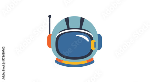Astronaut Helmet Vector Illustration, Flat Style Space Explorer Headgear Icon for Science and Technology Design Projects