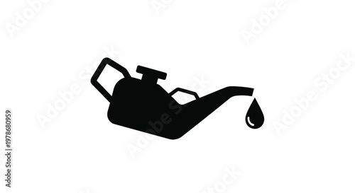 Black oil can with a single drop minimalist graphic silhouette