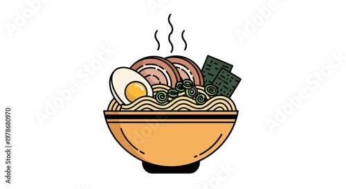 Delicious bowl of ramen noodle soup.