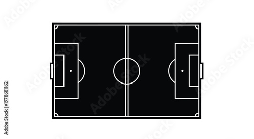 Aerial view of a soccer field in a stark black silhouette