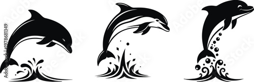 Black and white tribal style illustration of animals including cats birds fish and sharks in a bold vector silhouette design suitable for tattoo or logo