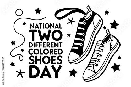 Photography Mismatched Shoes Celebration Vector Art, National Two Different Colored Shoes Da