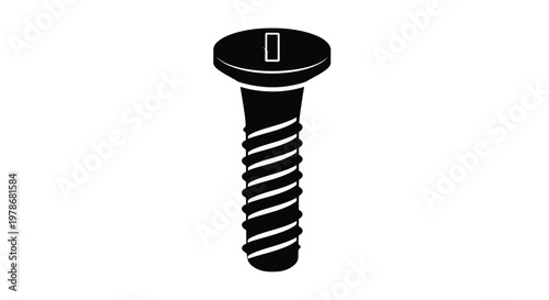 A black screw depicted in a simple striking silhouette