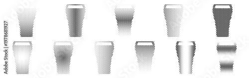 Pint Halftone Icon Collection – Pint Dotted Circles Halftones Geometric Dots Gradient – Dot Spray Gradient Vector Set – Pint Illustration Halftone Gradient