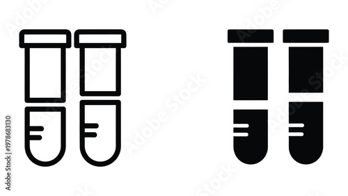 Comparison of empty and filled laboratory test tubes with caps