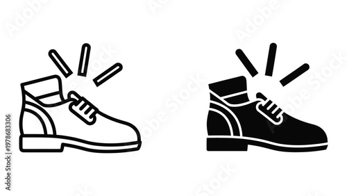 Illustration of two shoes with different laces being tied dynamically