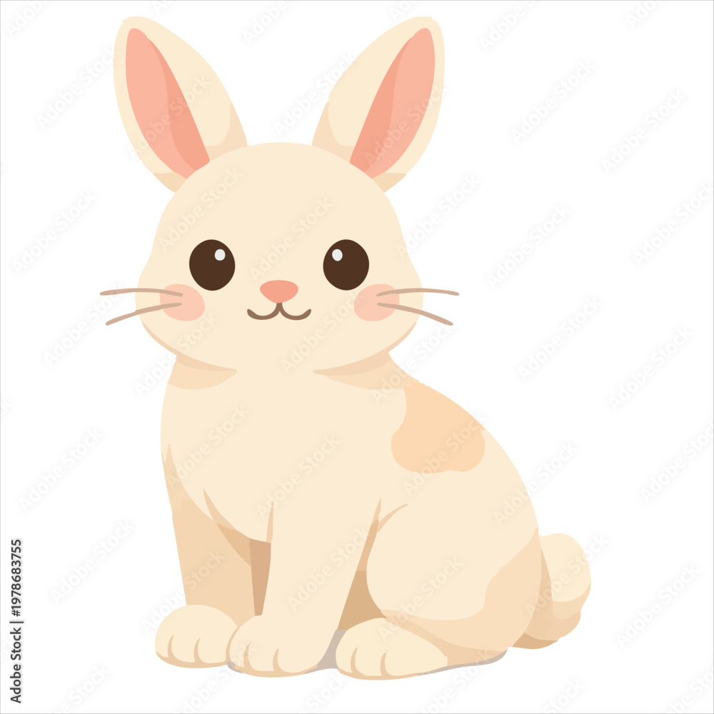 Fototapeta premium Cute Bunny Rabbit VVector illustration in minimalist Flat Style