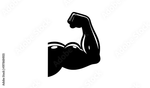 Tableau sur toile Strong arm flex cartoon muscle power vector icon