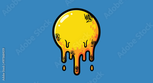 Melting Yellow Light Bulb Icon Symbol.
