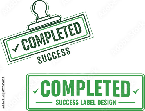 Completed Success Stamp, Badge and Label Design Set