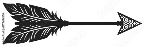 Arrow decorative tribal feather arrowhead vector illustration isolated transparent background