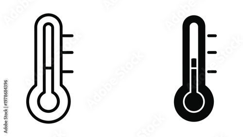 Comparison of traditional and modern thermometer designs indicating temperature levels.