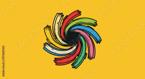 Colorful swirling brush strokes art.