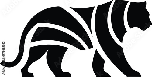 Stylized tiger with abstract lines vector illustration