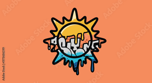 Sun with melting dripping effect.