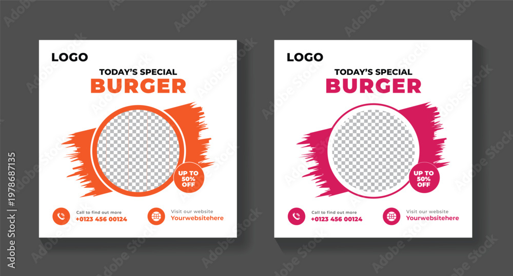 Fototapeta premium Modern Burger Flyer Template for Fast Food Restaurant Promotion