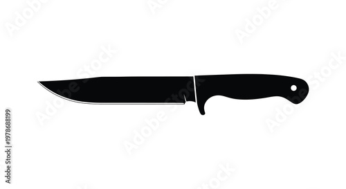 A stark black knife design sharply defined against a white background silhouette