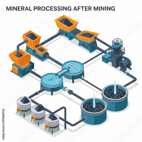 Mineral Processing Plant Schematic Diagram Industrial Equipment.
