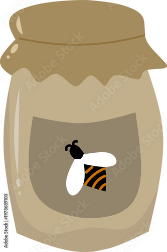 Cartoon Honey Jar with Bee Illustration
